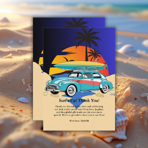 Carte De Remerciements Baby shower Retro Surfer