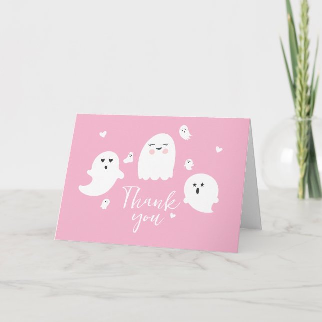 Carte De Remerciements Baby shower rose d'Halloween (Devant)