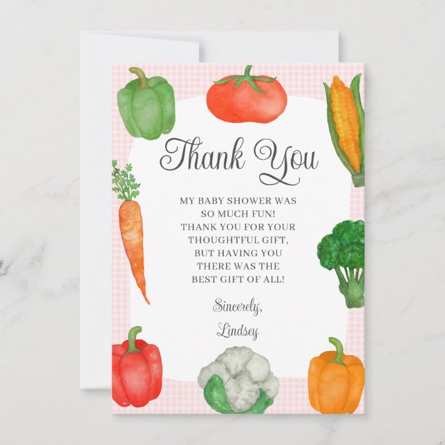 Carte De Remerciements Baby shower rose du marché agricole (Devant)