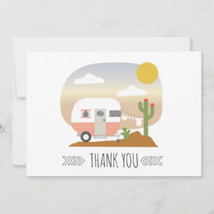 Carte De Remerciements Baby shower rose en tissu de Camper du désert
