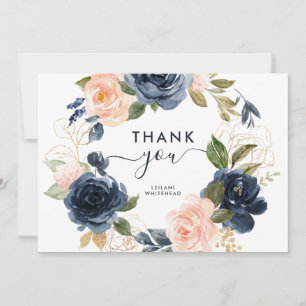 Carte De Remerciements Baby shower rose pâle de la Marine