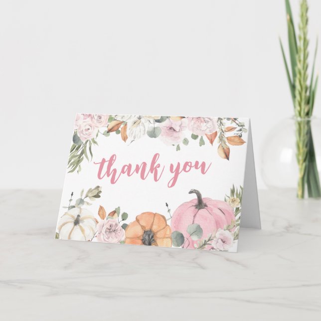 Carte De Remerciements Baby shower rose petit Citrouille (Devant)