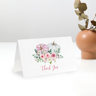 Carte De Remerciements Baby shower rose petit Citrouille