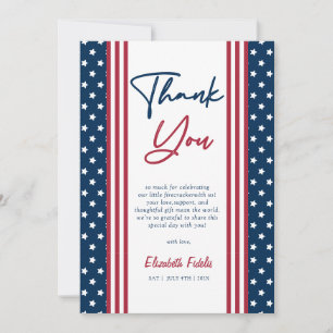 Carte De Remerciements Baby shower rouge blanc et 4 juillet