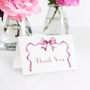 Carte De Remerciements Baby Shower Ruban à Arc Rose
