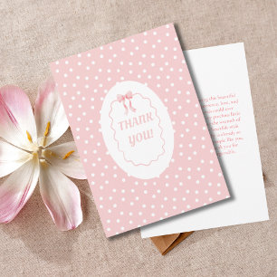 Carte De Remerciements Baby Shower Ruban Rose Points Baby Girl Coquette