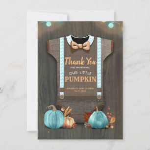 Carte De Remerciements Baby shower Rustique Automne Citrouille mignon Mer