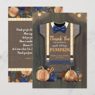 Carte De Remerciements Baby shower Rustique Automne Citrouille mignon Mer
