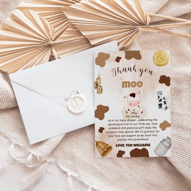 Carte De Remerciements Baby shower rustique Boho de vache (Créateur téléchargé)