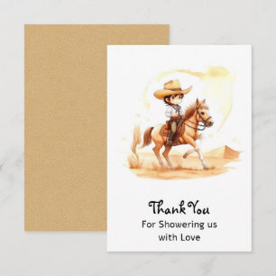 Carte De Remerciements Baby shower rustique de garçon à la cowboy