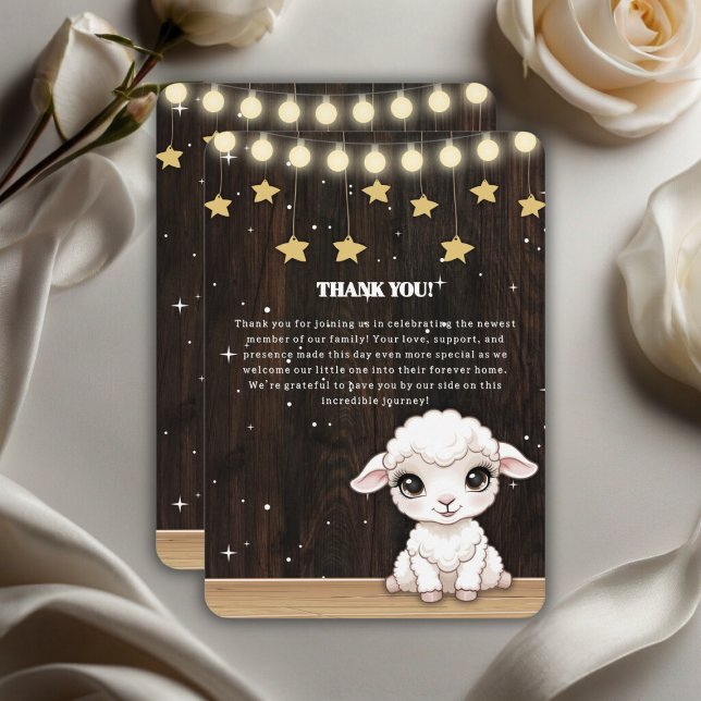 Carte De Remerciements Baby shower rustique de petit agneau blanc (Créateur téléchargé)