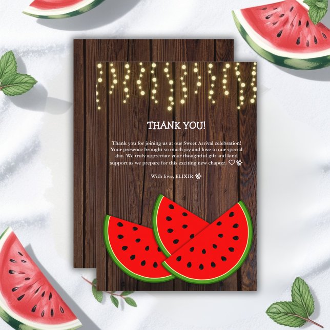 Carte De Remerciements Baby shower Rustique moderne Watermelon Slices (Créateur téléchargé)