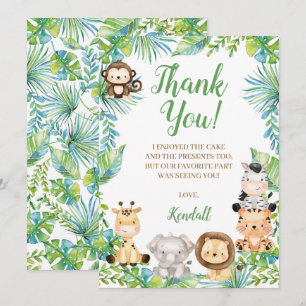 Carte de remerciements Baby shower Safari
