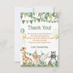 Carte de remerciements Baby shower Safari