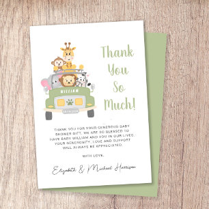 Carte De Remerciements Baby shower Safari