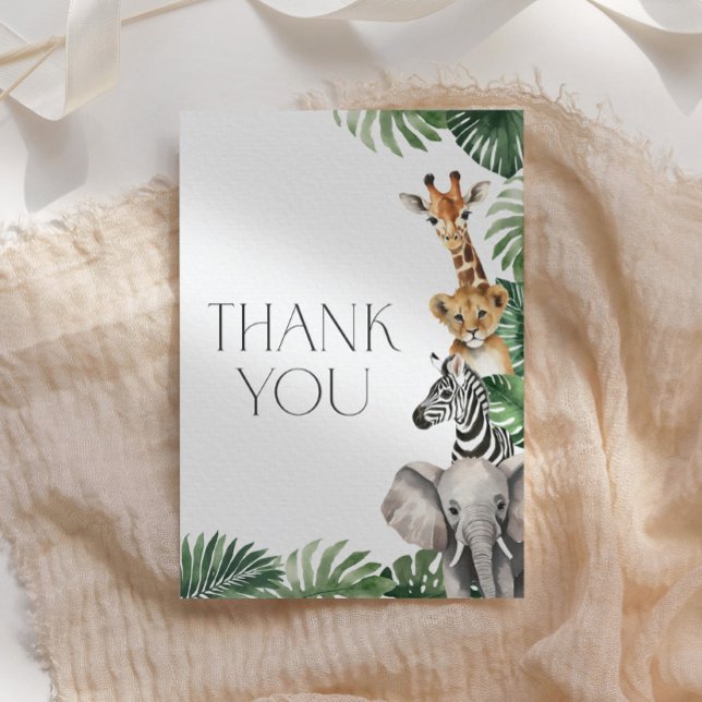 Carte De Remerciements Baby shower Safari Animaux (Créateur téléchargé)