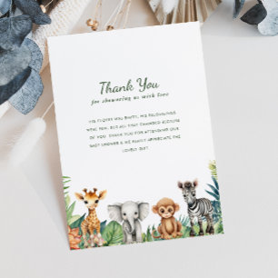 Carte De Remerciements Baby shower Safari Little Wild One Jungle