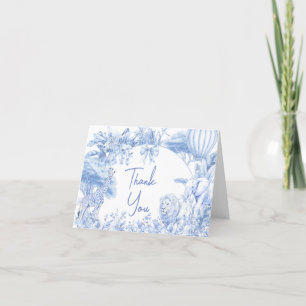 Carte De Remerciements Baby shower Safari Toile Bleu