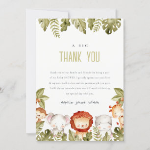 Carte De Remerciements Baby shower sauvage de Safari Tropical Animaux