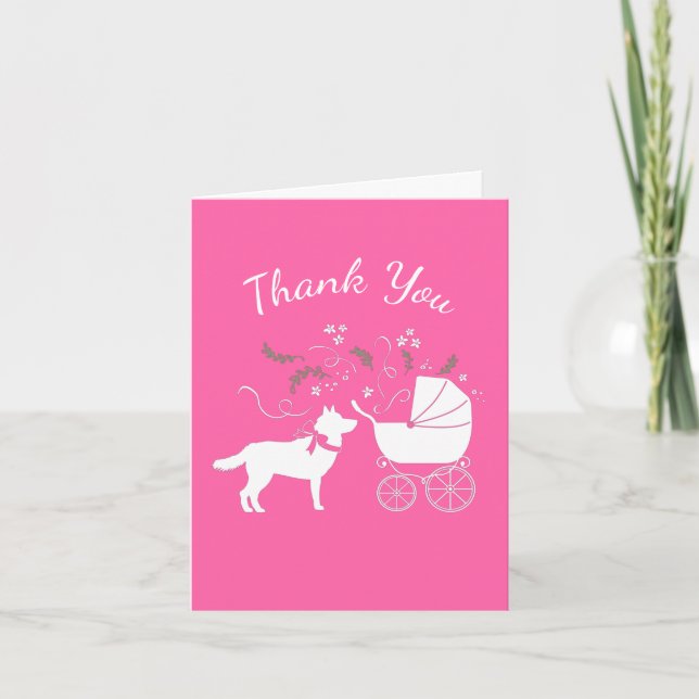 Carte De Remerciements Baby shower sibérien Husky (Devant)