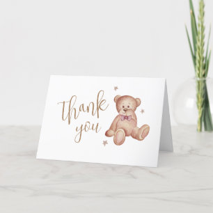 Carte De Remerciements Baby shower Simple Teddy Bear Star