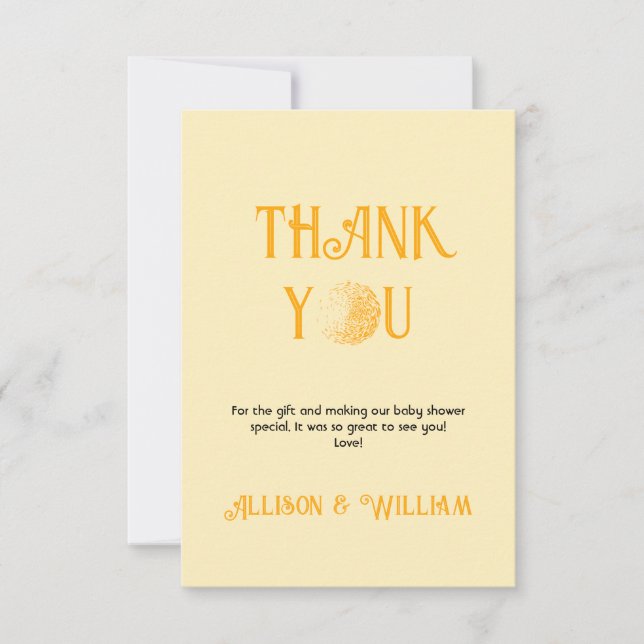Carte De Remerciements Baby shower solaire (Devant)