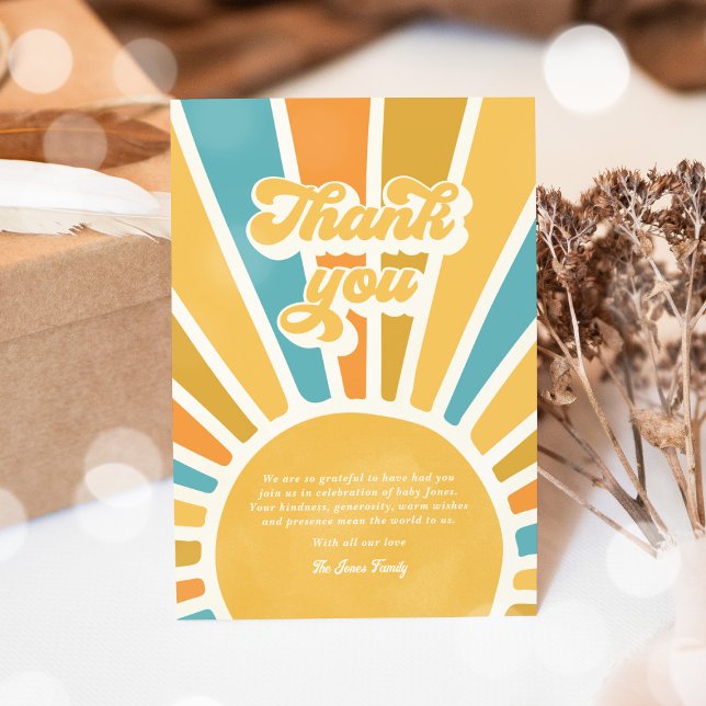 Carte De Remerciements Baby shower Soleil Venez Ici Le Fils (Créateur téléchargé)