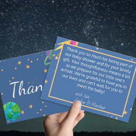 Carte De Remerciements Baby shower spatial, Cutie cosmique, Neutre hommes