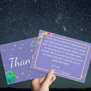 Carte De Remerciements Baby shower spatial, Cutie cosmique, Neutre hommes
