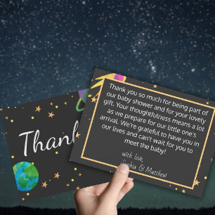 Carte De Remerciements Baby shower spatial, Cutie cosmique, Neutre hommes