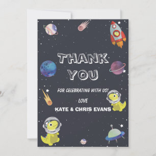 Carte De Remerciements Baby shower spatial Dinosaur Star Planet Galaxy