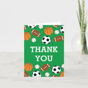 Carte De Remerciements Baby shower sportif Co-ed Green Genre Neutre