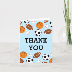 Carte De Remerciements Baby shower sportif Co-ed Thème Garçon Bleu