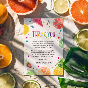 Carte De Remerciements Baby shower sucré Tutti Fruitti