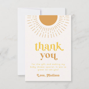 Carte de remerciements Baby shower Sun   Merci Sun
