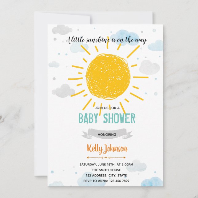 Carte De Remerciements Baby shower Sunshine (Devant)
