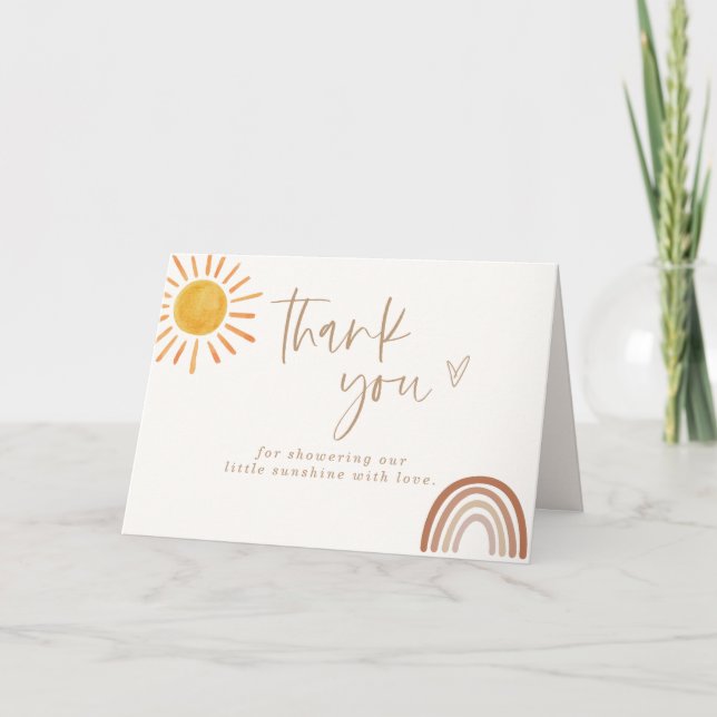 Carte de remerciements Baby shower Sunshine, Rainb (Devant)