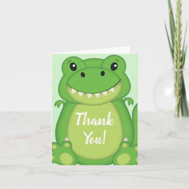 Carte De Remerciements Baby-Shower T-Rex Dinosaure  (Devant)