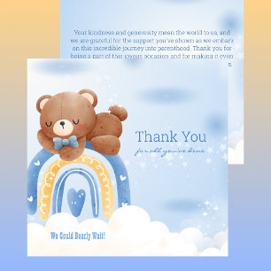 Carte De Remerciements Baby shower Teddy Bear Rainbow Boys