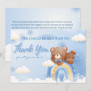 Carte De Remerciements Baby shower Teddy Bear Rainbow Boys