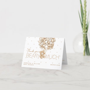Carte De Remerciements Baby shower Teddy BearHeart & Balloon