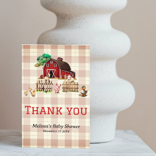 Carte De Remerciements Baby shower tendance Barnyard Farm Animaux