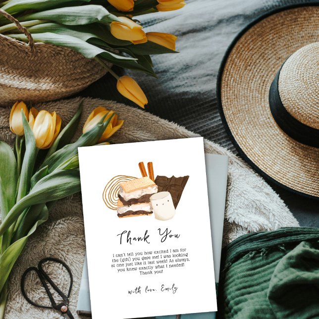 Carte De Remerciements Baby shower tendance Kawaii S'more Love & Fun (Trendy Kawaii S'more Love & Fun Baby Shower Thank You Card)