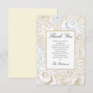 Carte De Remerciements Baby Shower Thème Mer et Coquillages