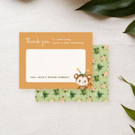 Carte De Remerciements Baby shower tropical de la Jungle de singes