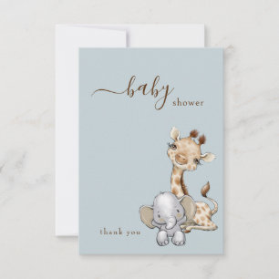 Carte De Remerciements Baby shower tropical Dusty Blue Jungle