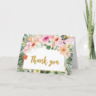 Carte De Remerciements Baby shower tropical Floral Aloha
