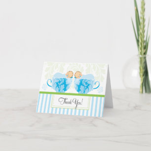 Carte de remerciements Baby shower Twin Boys