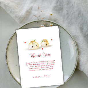 Carte De Remerciements Baby shower Twin Cute Dumpling Champignons
