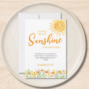 Carte De Remerciements Baby Shower Une petite touche de soleil